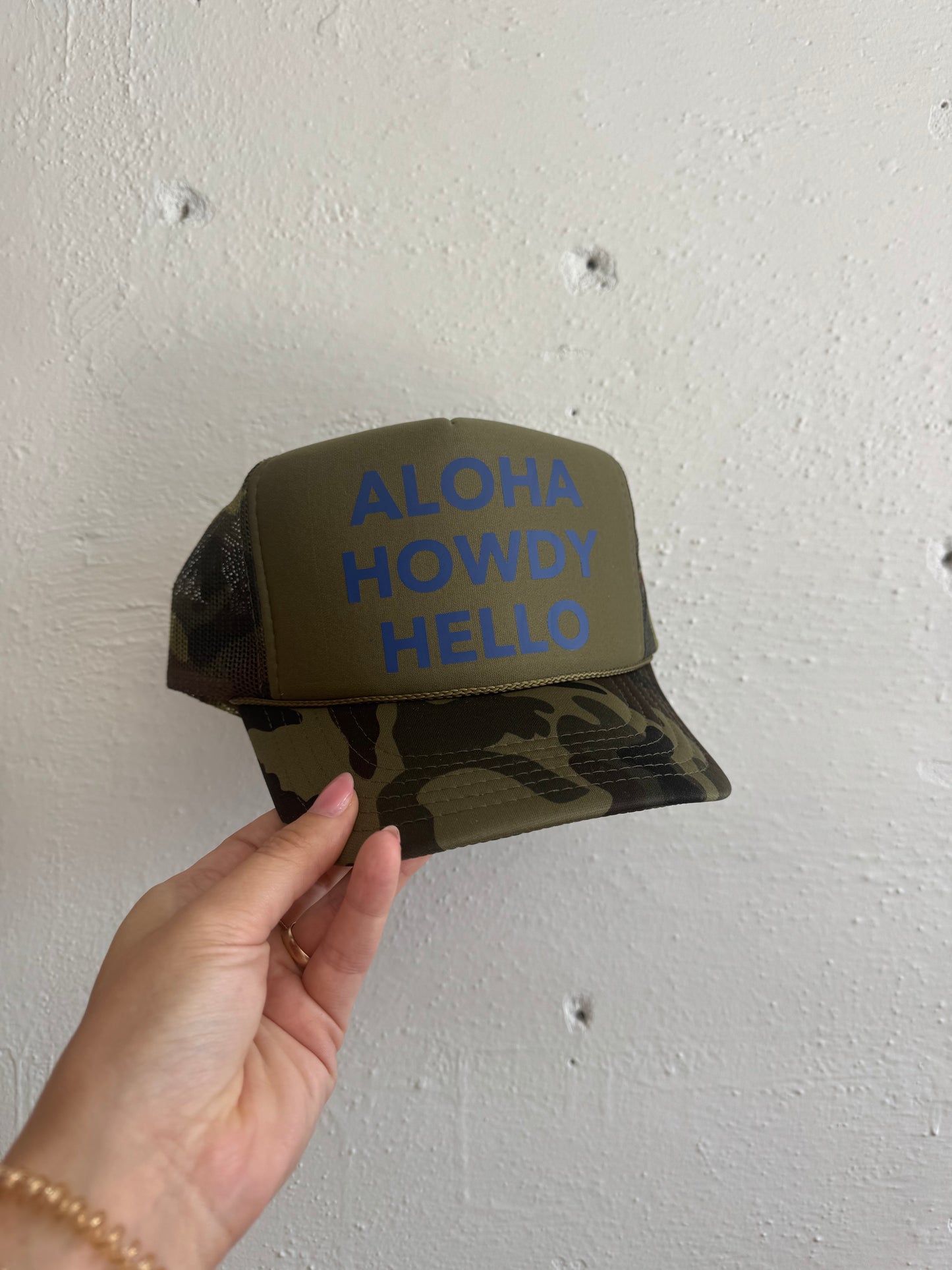 Custom Trucker - ALOHA - Camo & Blue