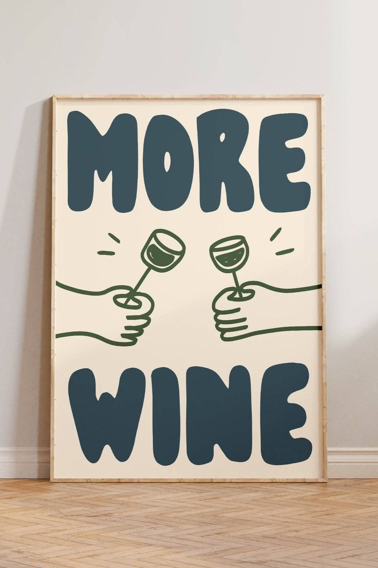 More Wine Print: Blue + Green / Unframed / A4