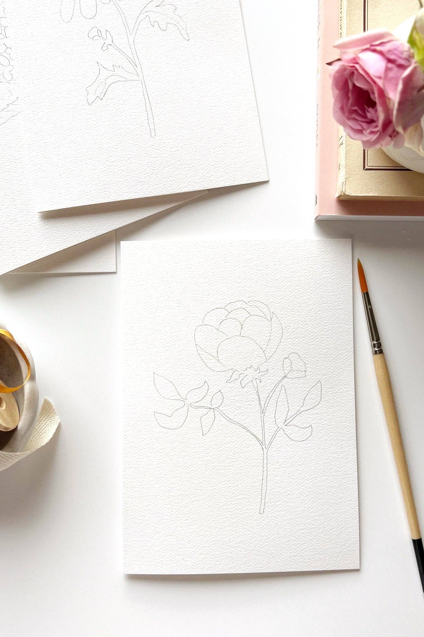 Garden Flowers Paintable Notecards