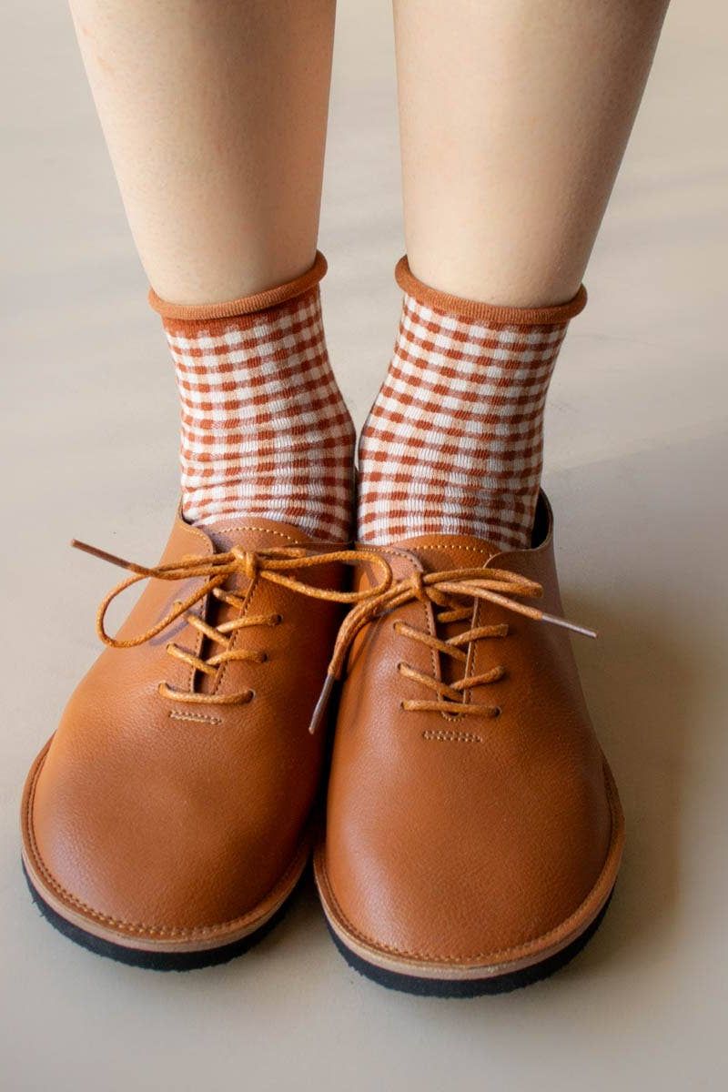 Picnic Mid Crew Socks: Oatmeal Brown