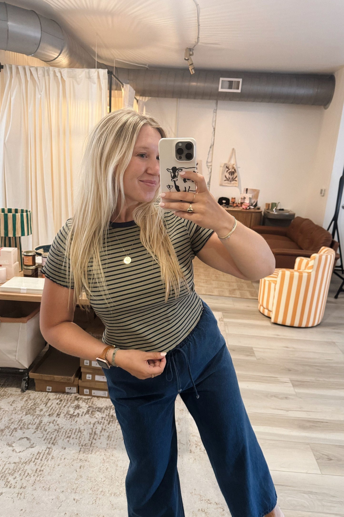 Olive Striped Tee