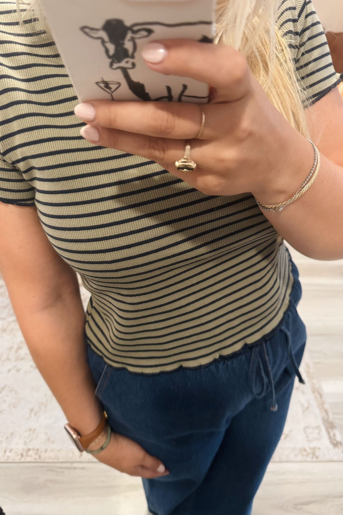 Olive Striped Tee