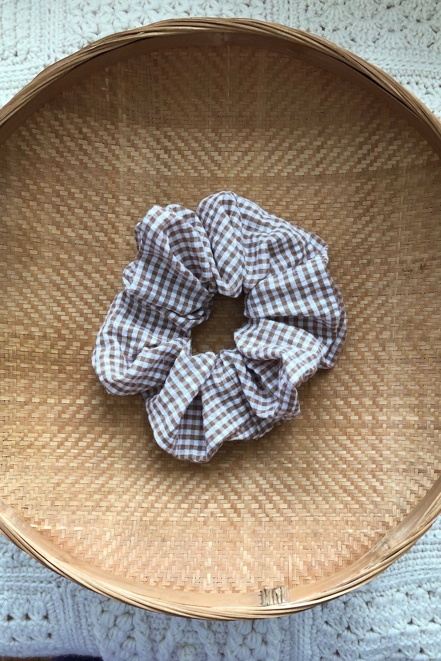MINI GINGHAM SCRUNCHIES - neutral: Sand 🏝 / Everyday small size