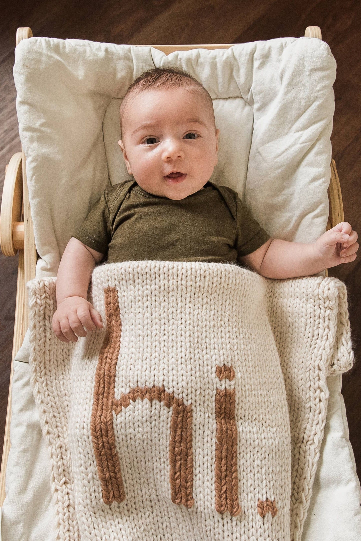 Hi. Hand Knit Baby Blanket Pecan: Pecan