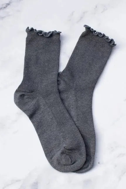 Wednesday Ruffle Socks - Charcoal