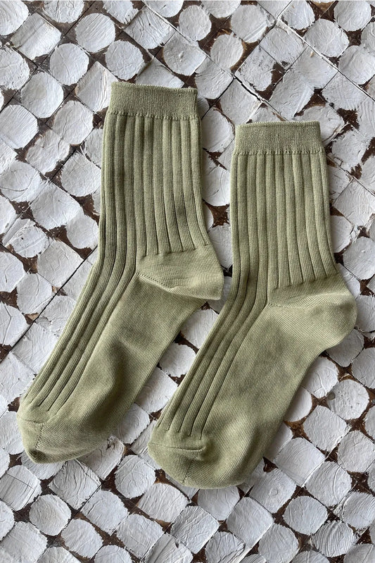 Her Socks - Mercerized Combed Cotton Rib Avocado