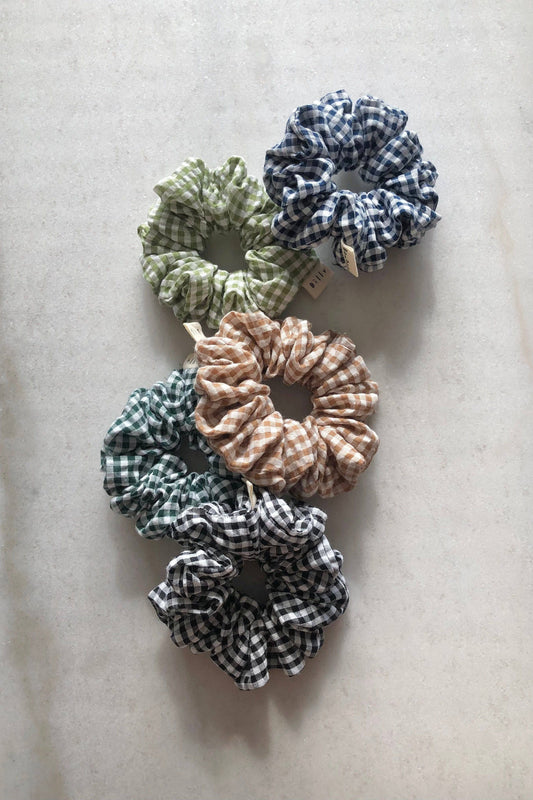 MINI GINGHAM SCRUNCHIES - neutral: Sand 🏝 / Everyday small size