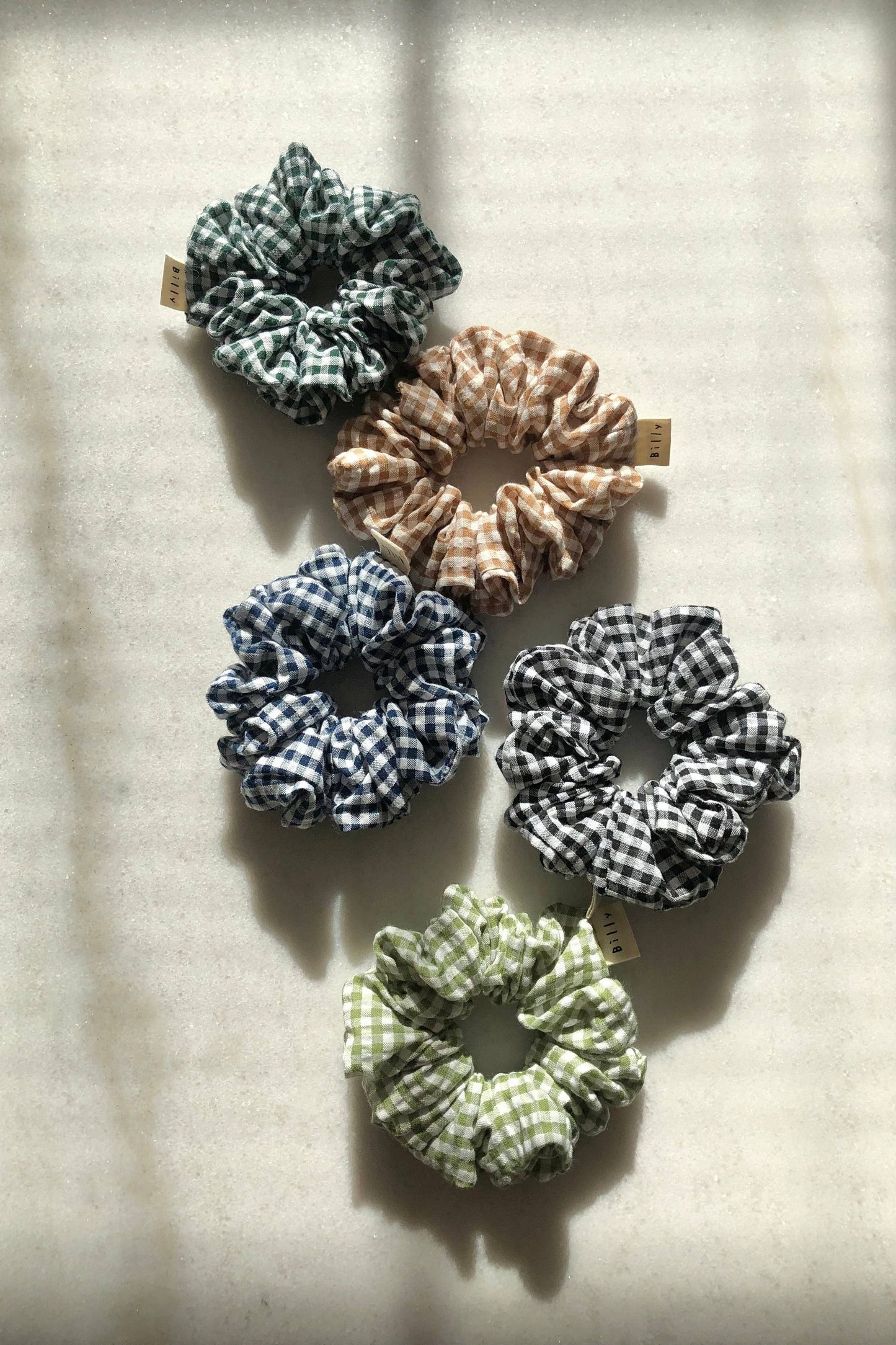 MINI GINGHAM SCRUNCHIES - neutral: Sand 🏝 / Everyday small size