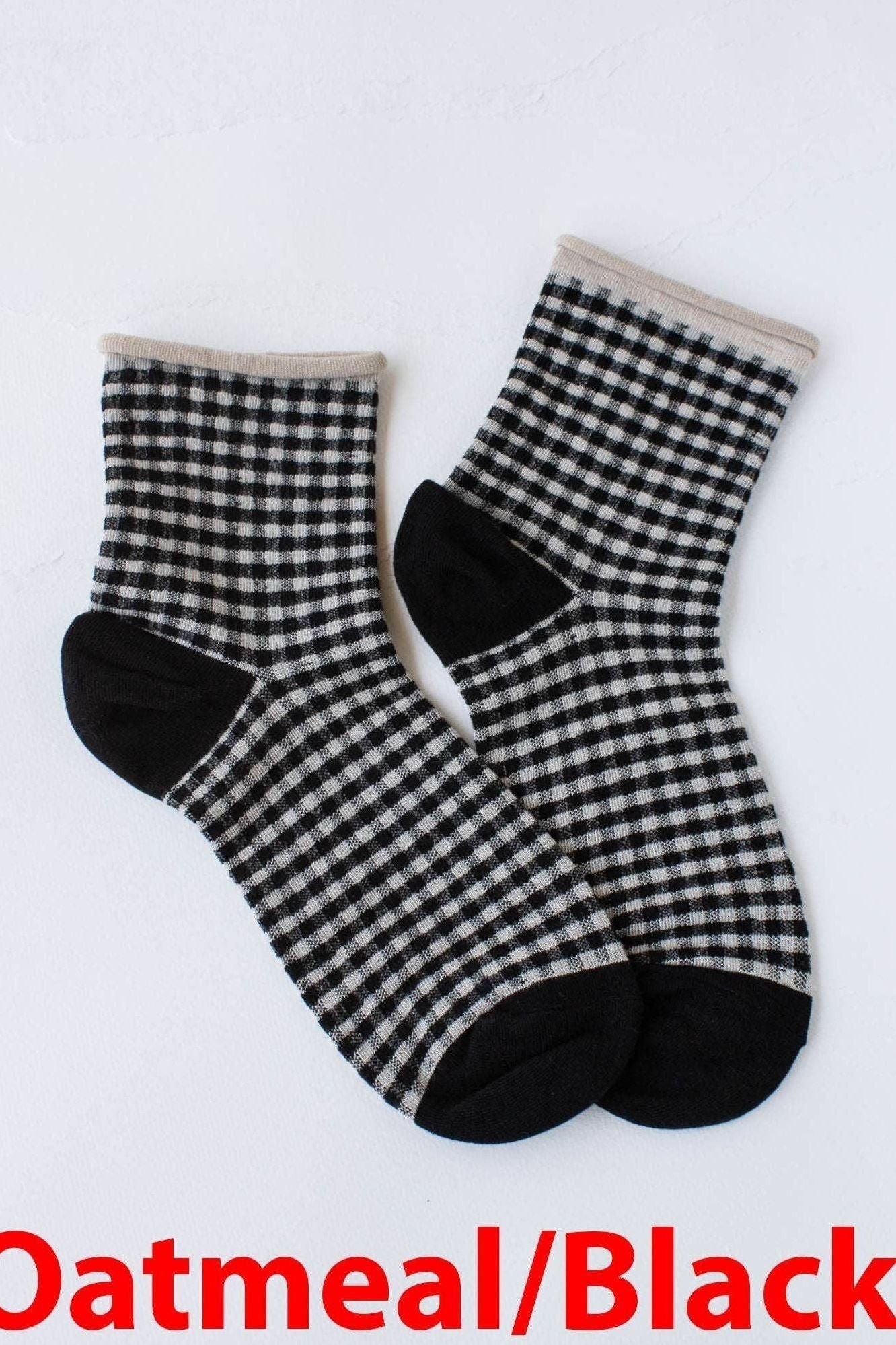 Picnic Mid Crew Socks: Oatmeal Brown