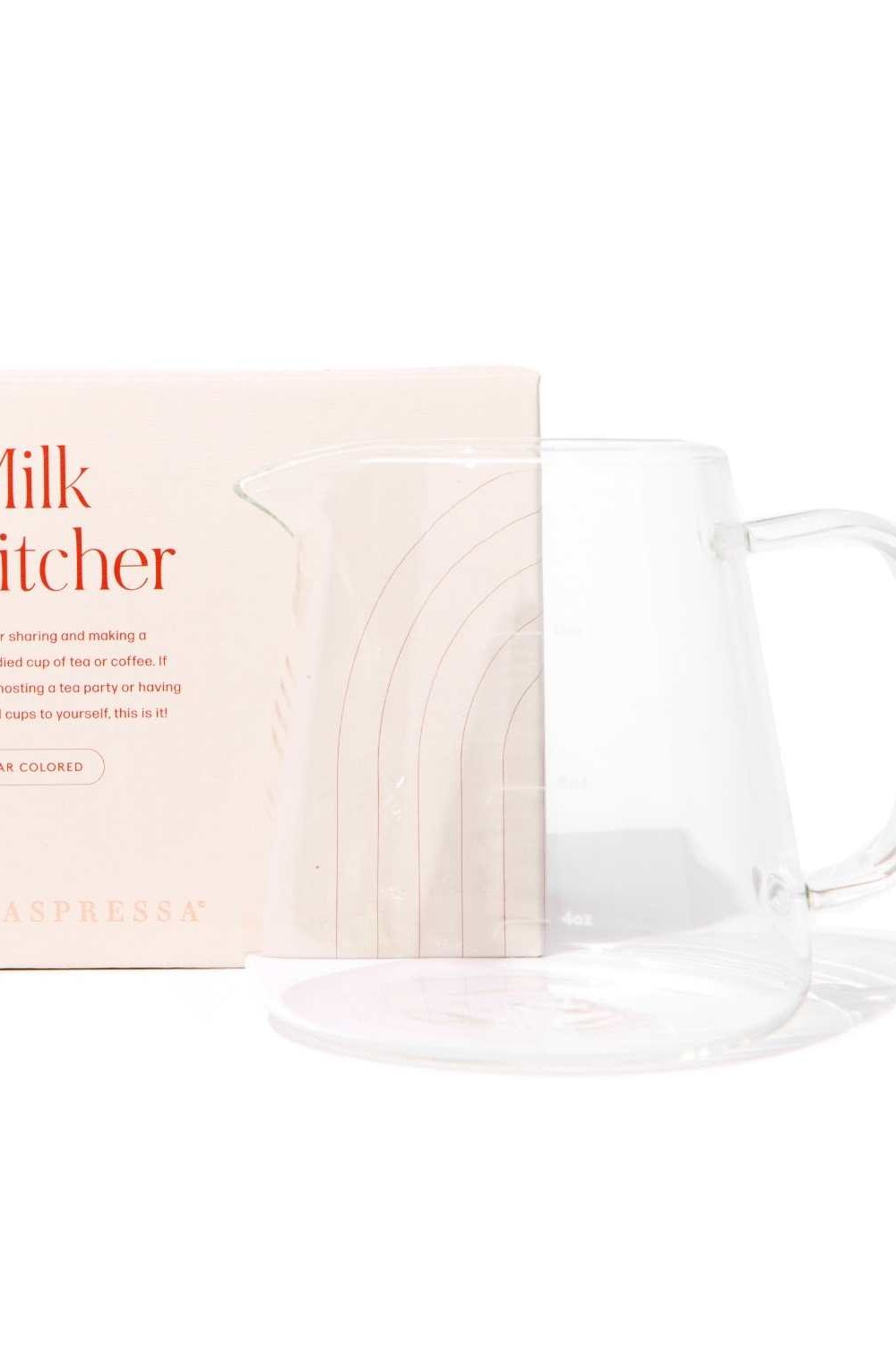 Glass Milk Frothing and Pouring Pitcher