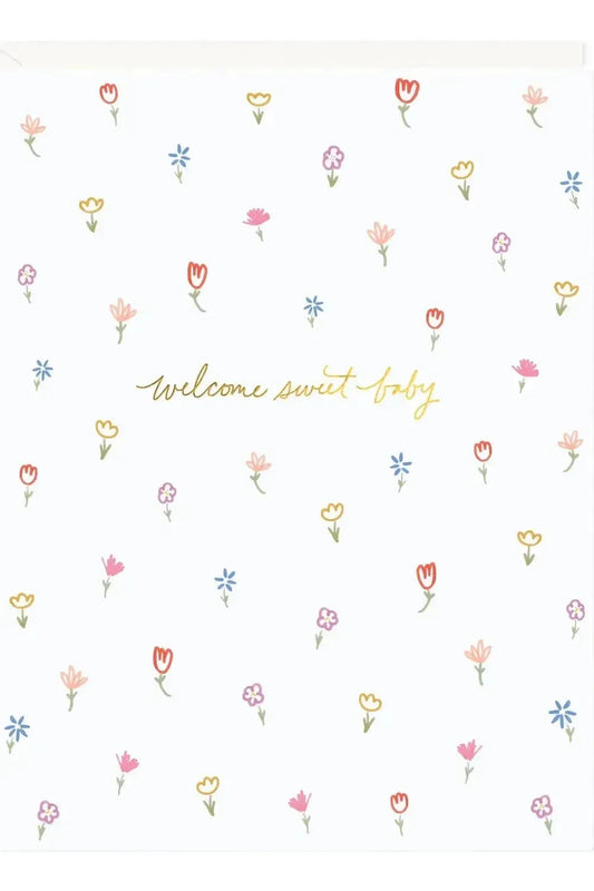 Welcome Sweet Baby Petite Floral Card