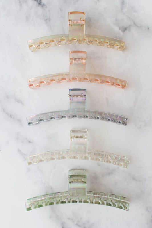 Della T Bone Hologram Hair Claw Clip: Mustard