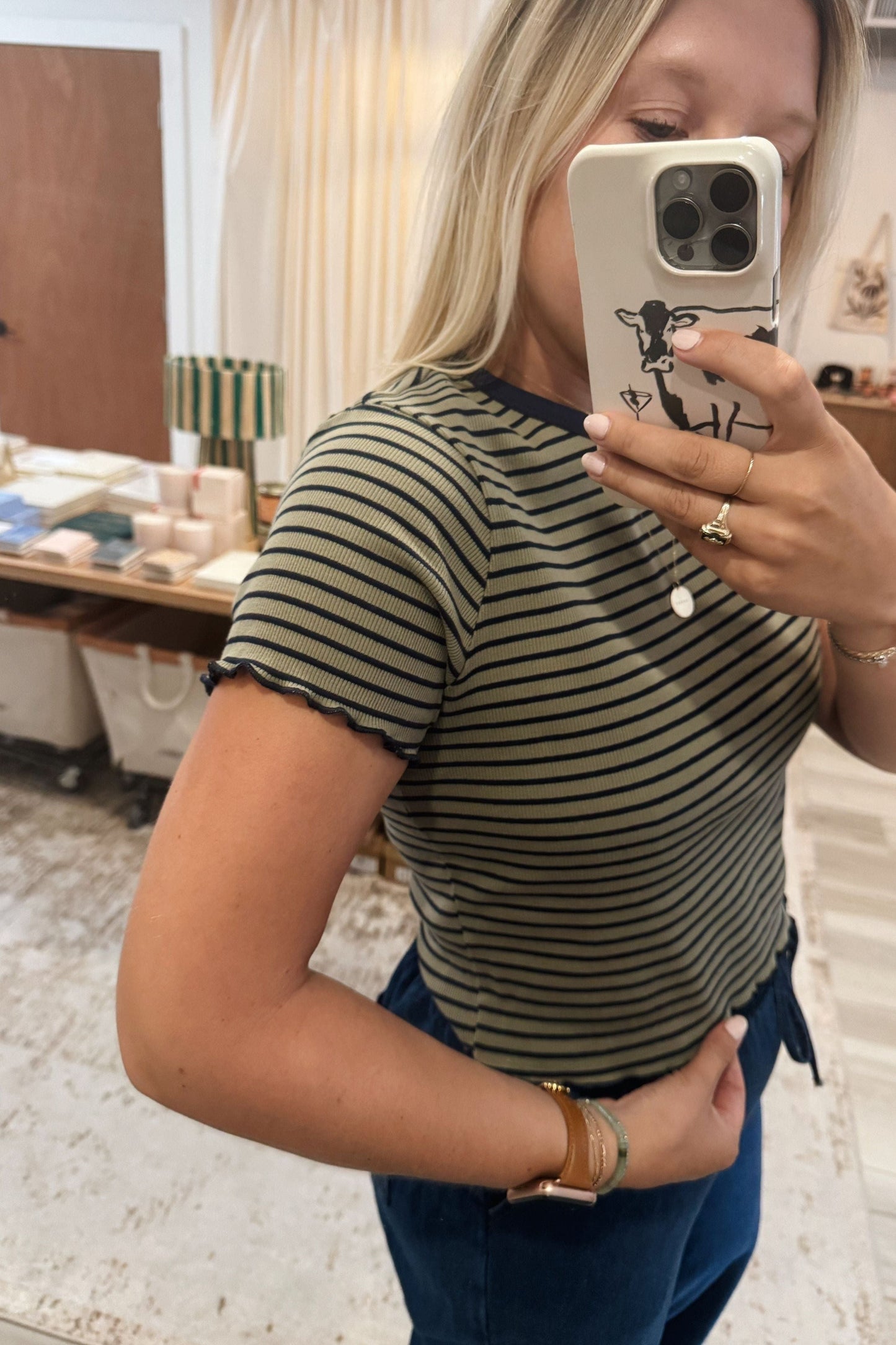 Olive Striped Tee