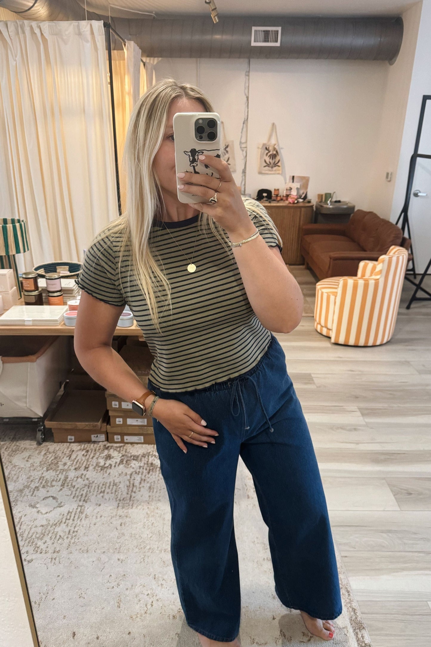 Olive Striped Tee