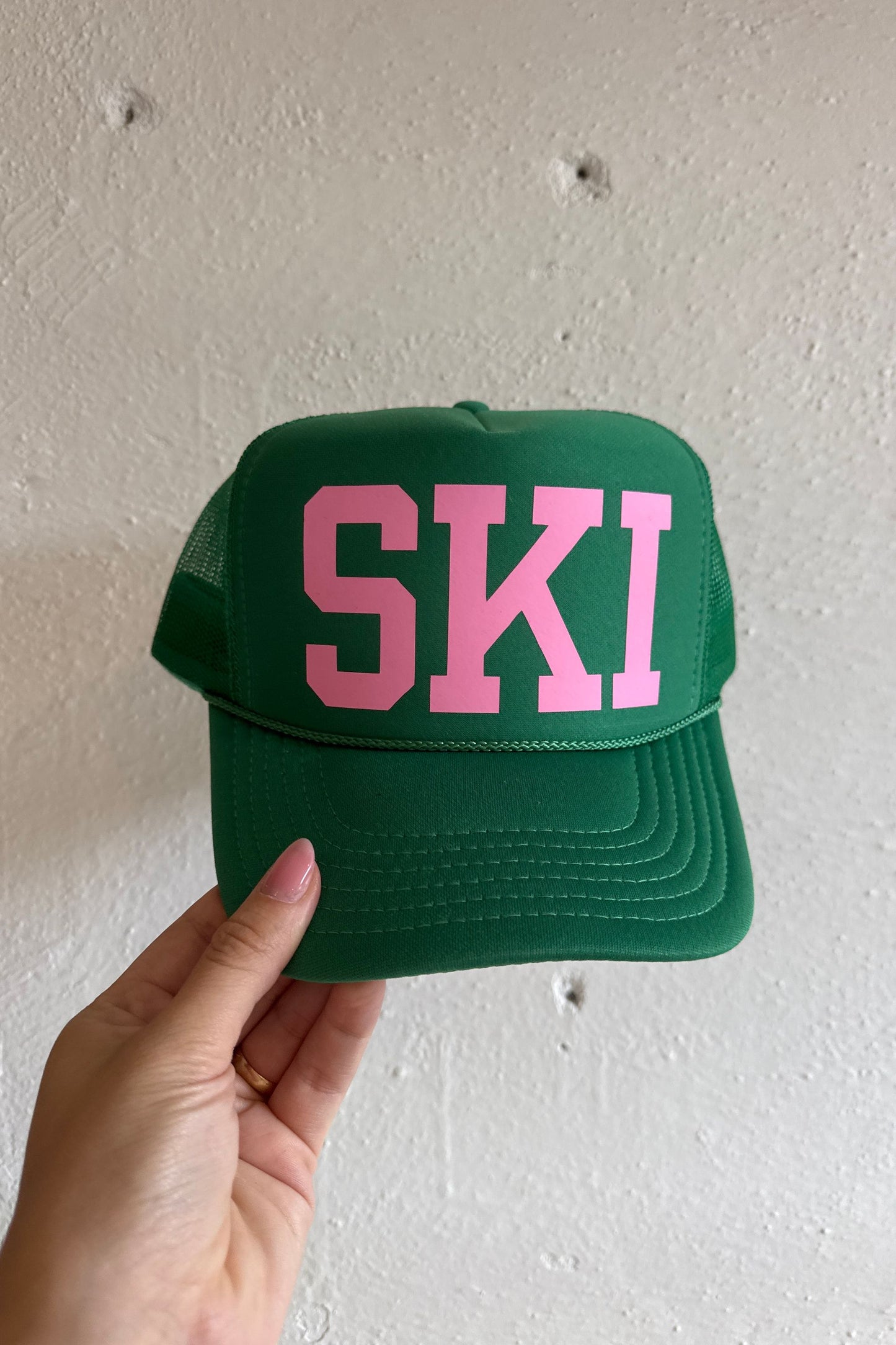 Custom Trucker - SKI - Kelly Green & Pink
