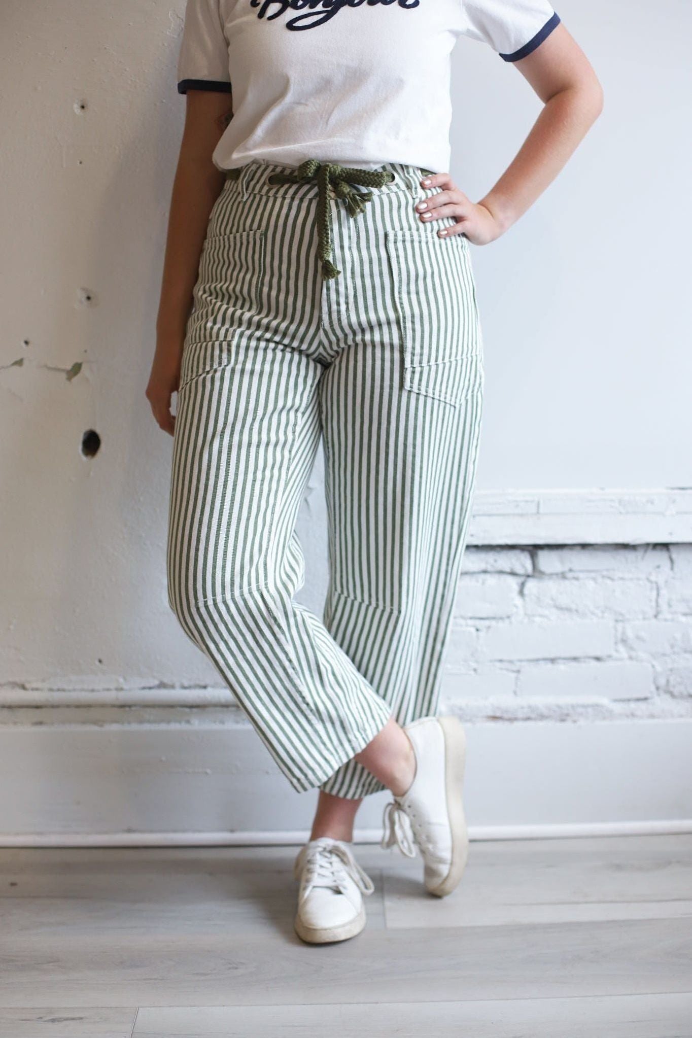 Savannah Tie Jeans - Olive
