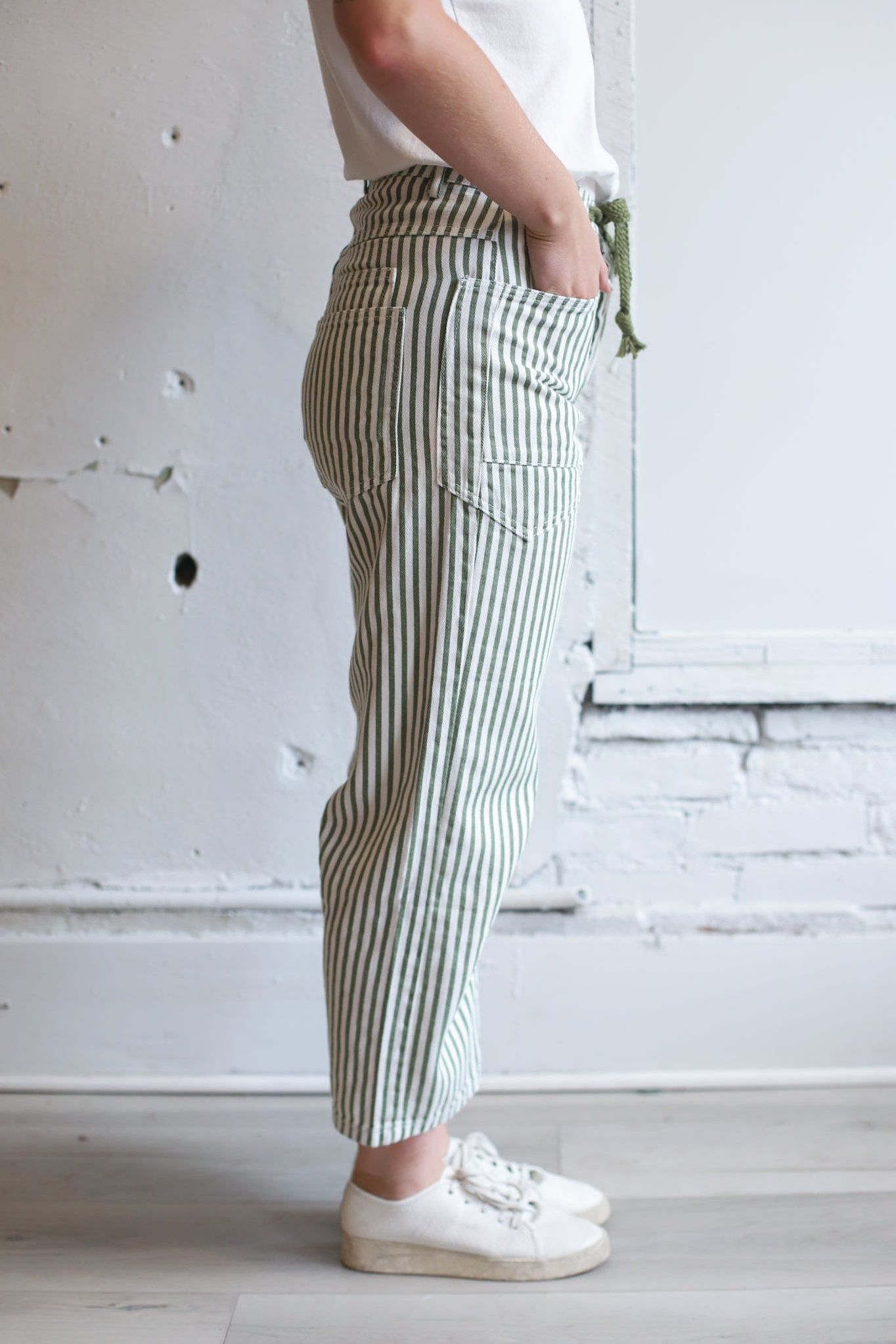 Savannah Tie Jeans - Olive