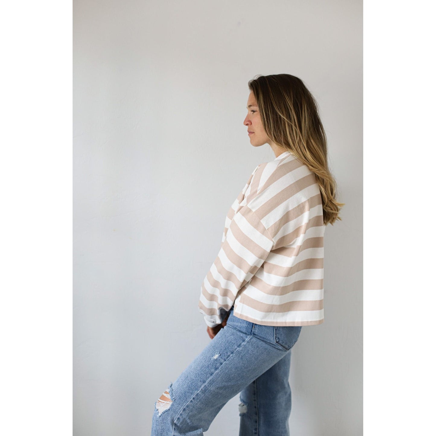 Maine Striped Top- Taupe