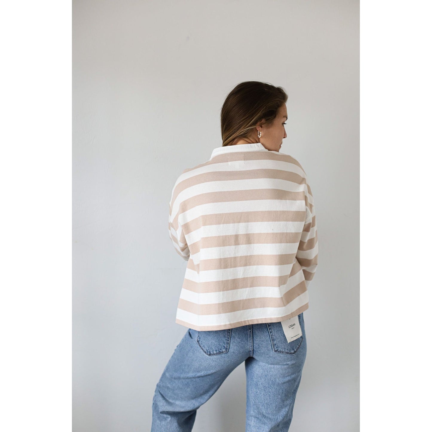 Maine Striped Top- Taupe