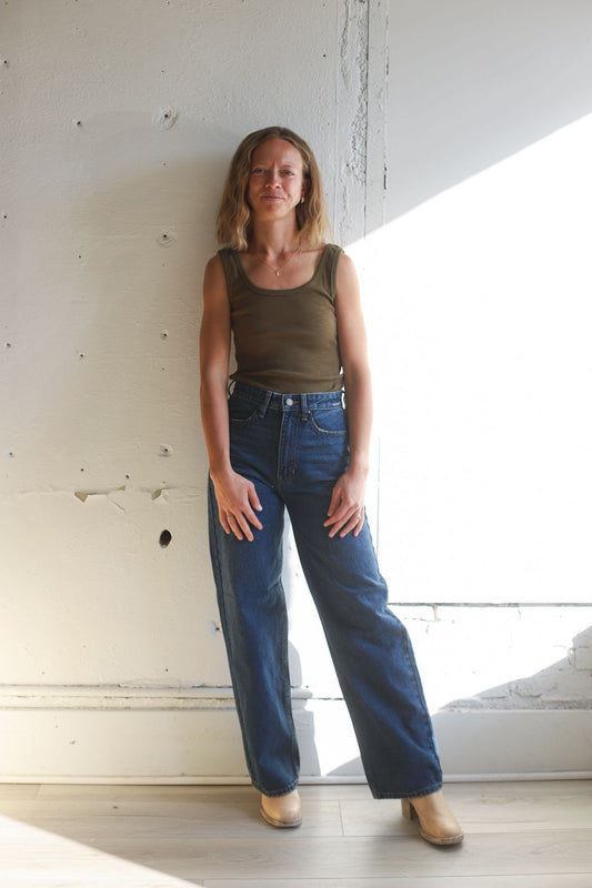 Dark Wash- High Waisted Skater Jean