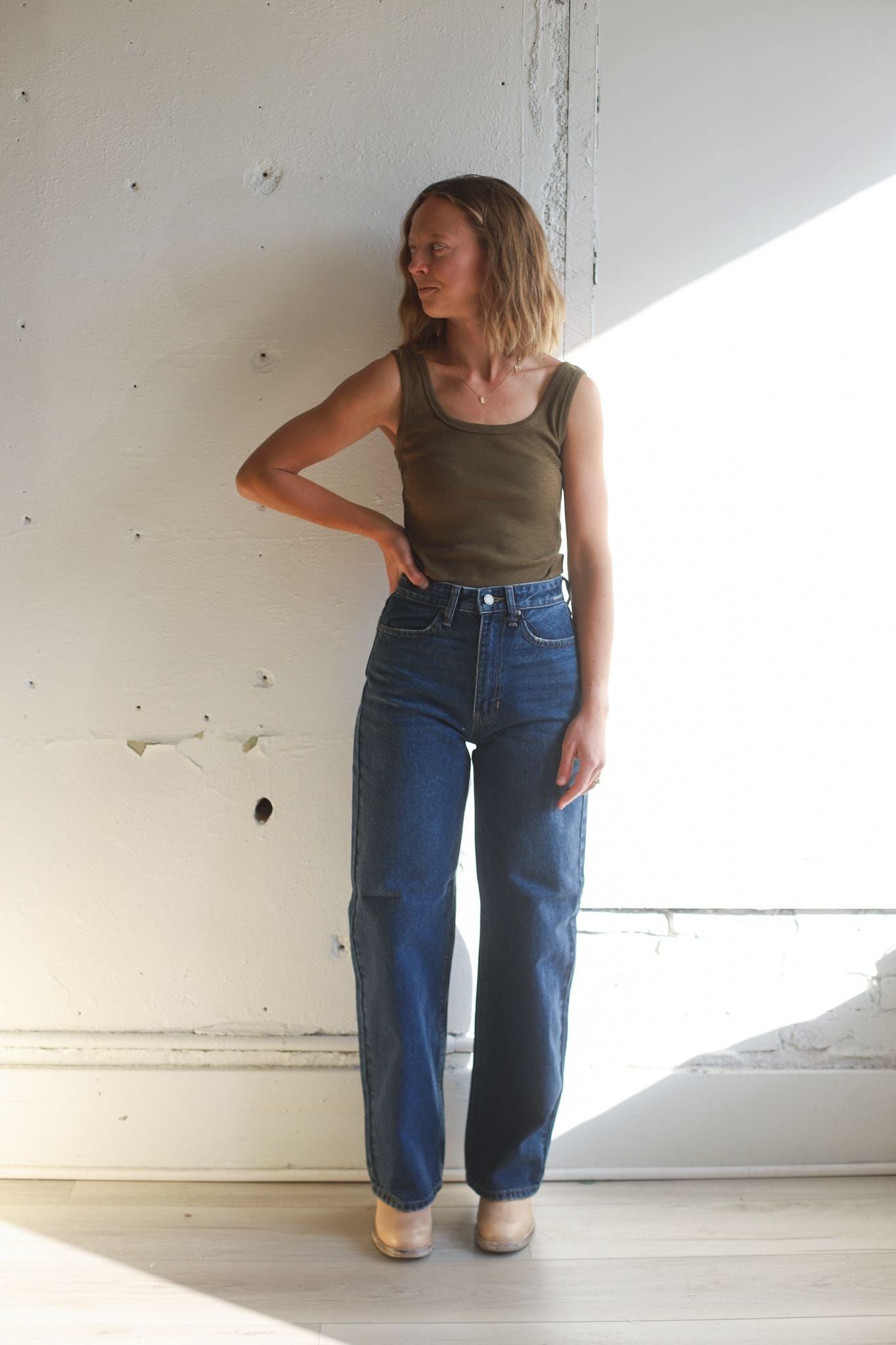 Dark Wash- High Waisted Skater Jean