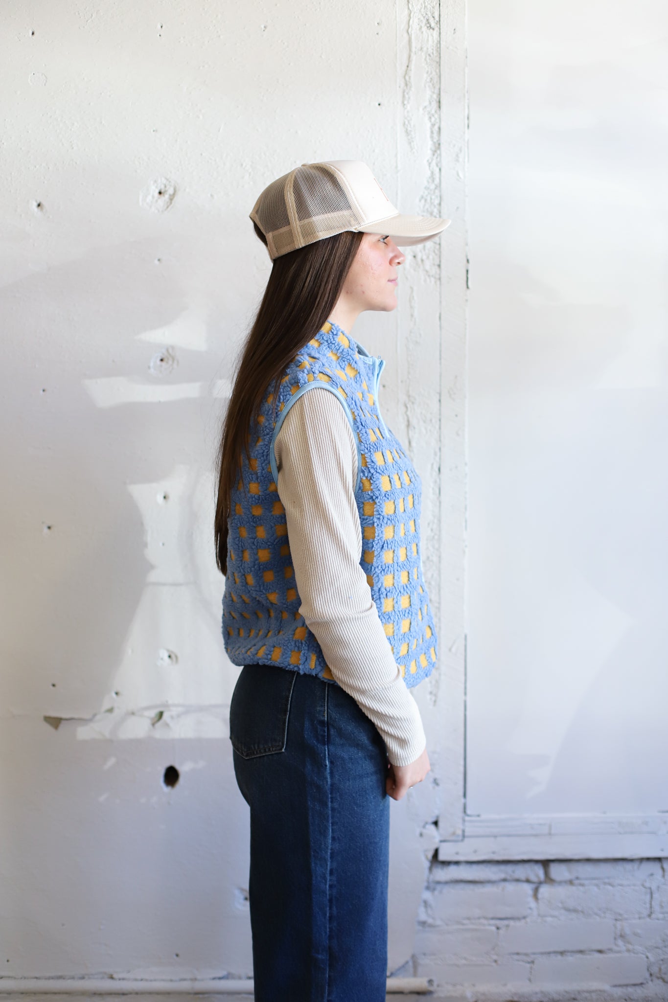 Juno Checkered Vest - Sky