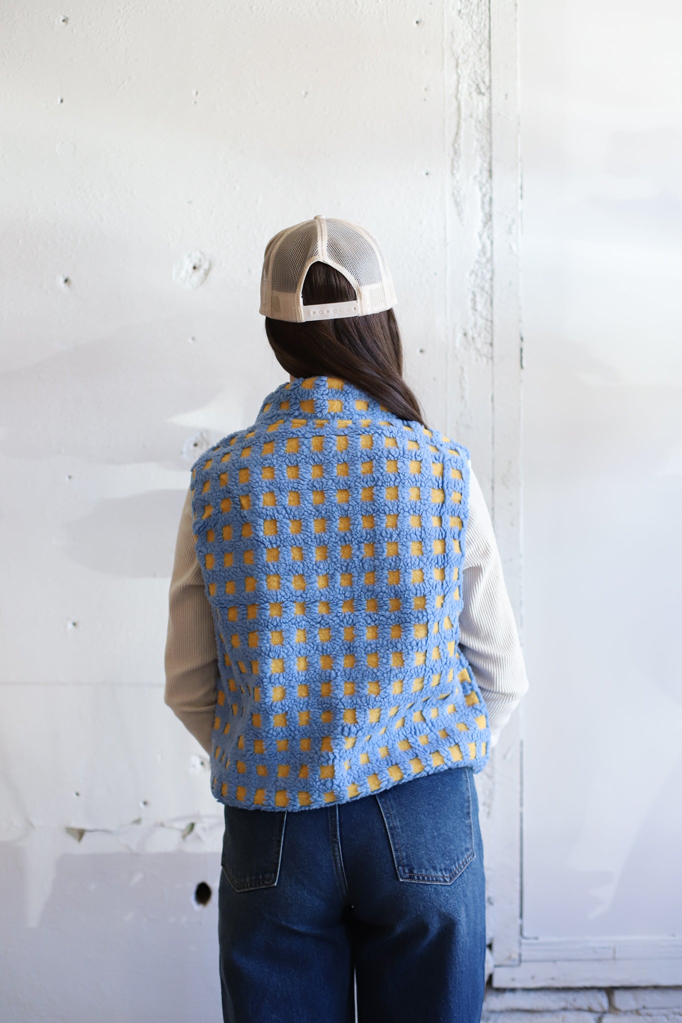 Juno Checkered Vest - Sky