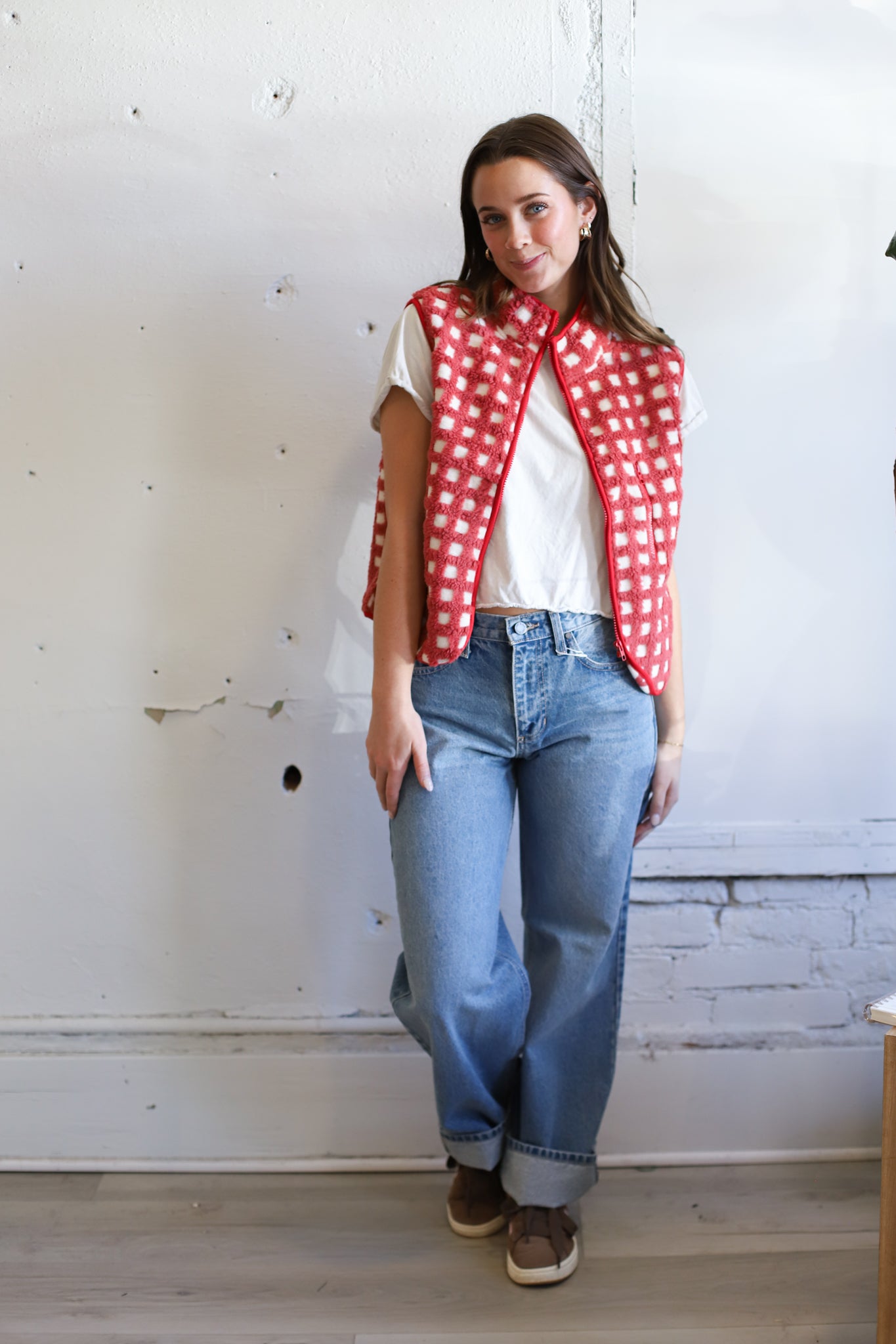 Juno Checkered Vest - Apple