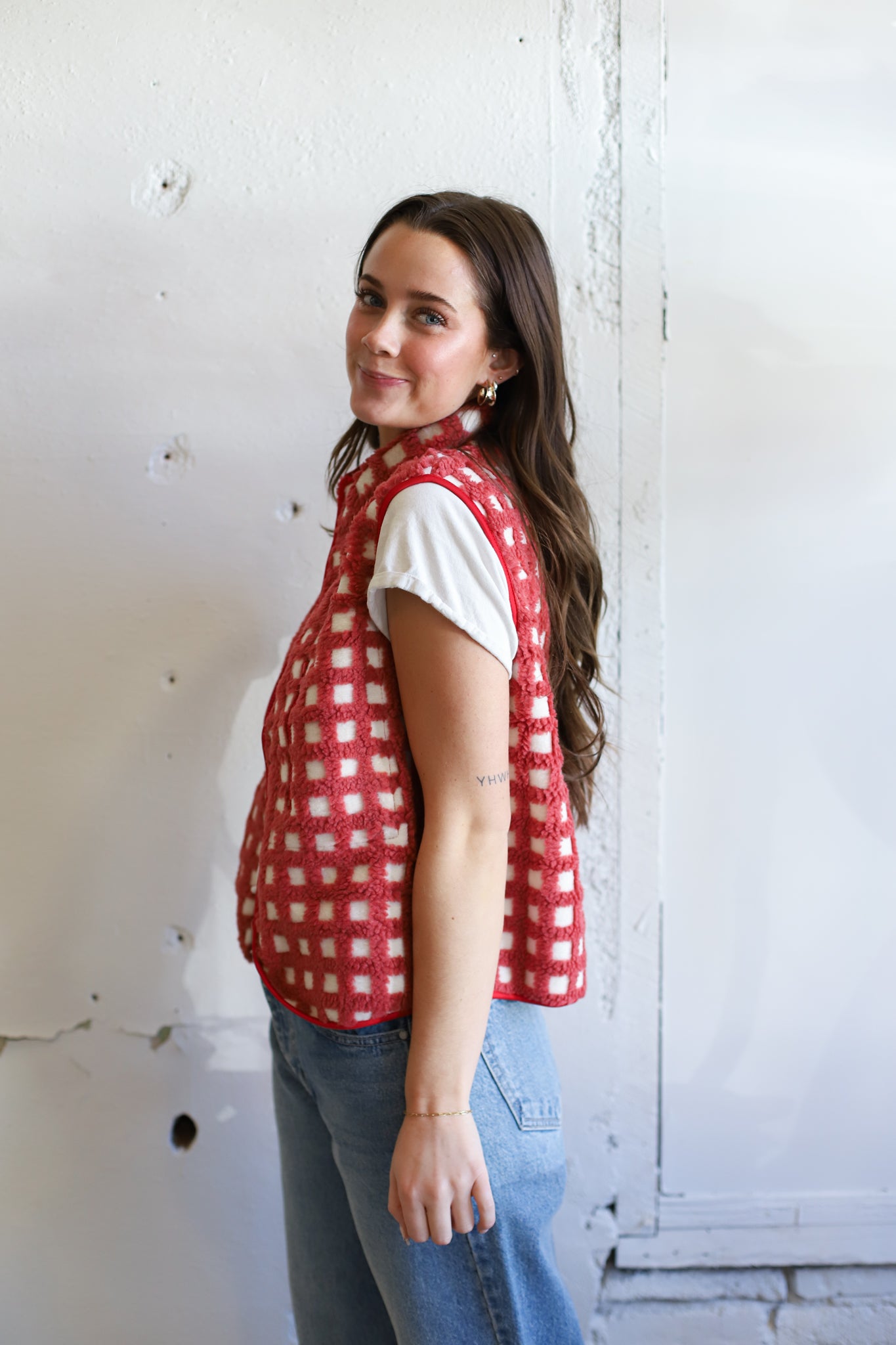 Juno Checkered Vest - Apple