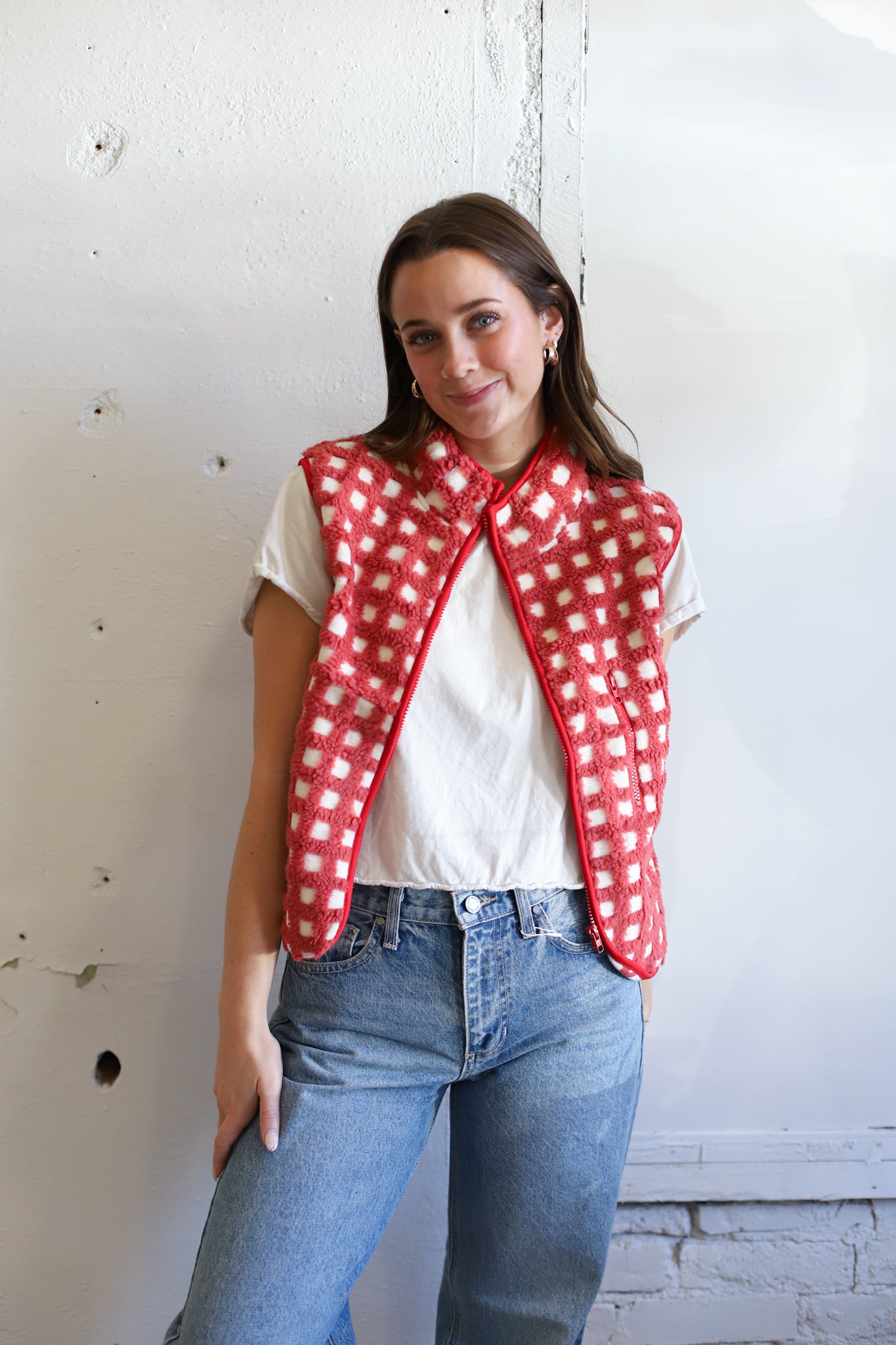 Juno Checkered Vest - Apple