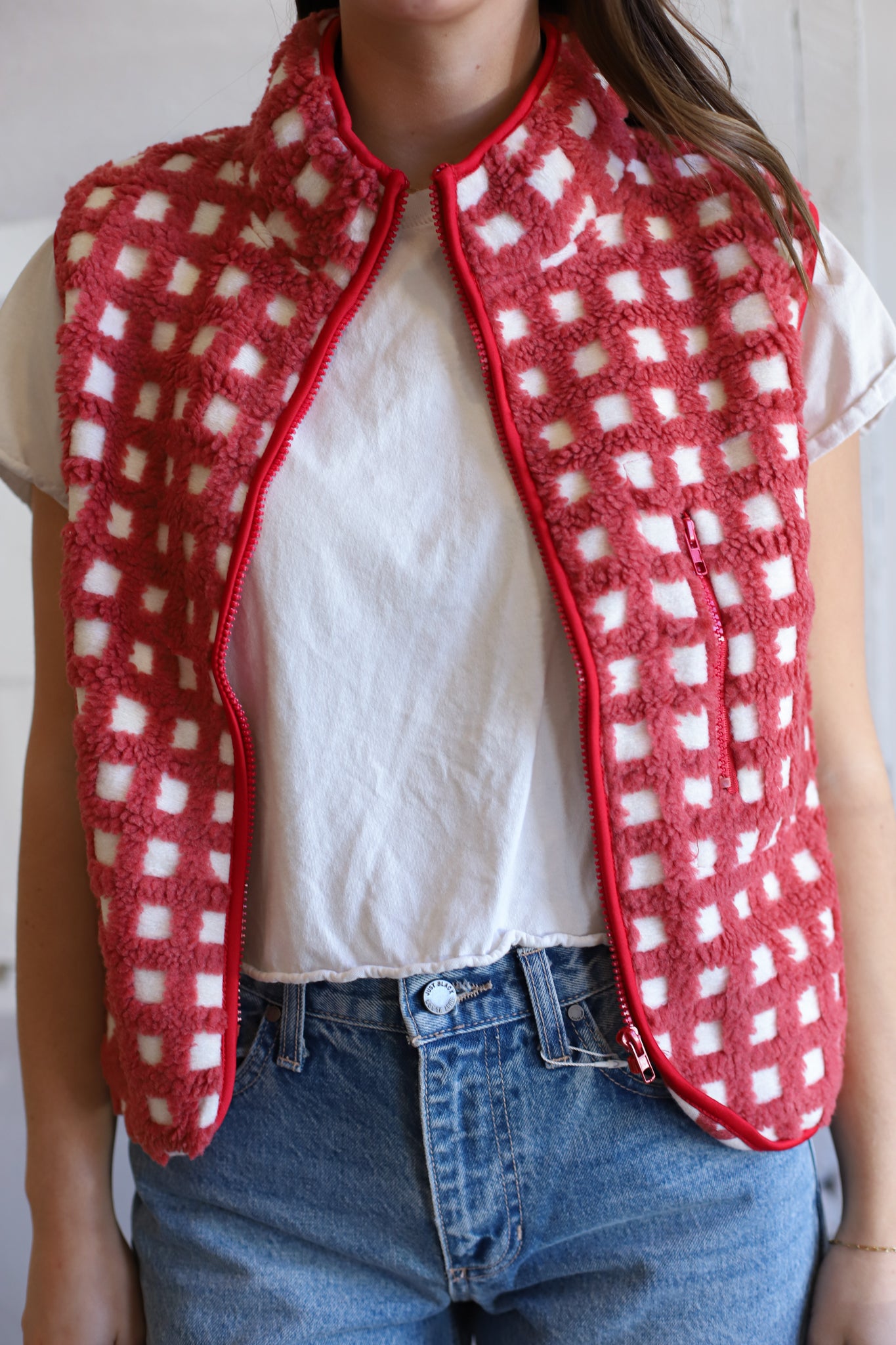 Juno Checkered Vest - Apple