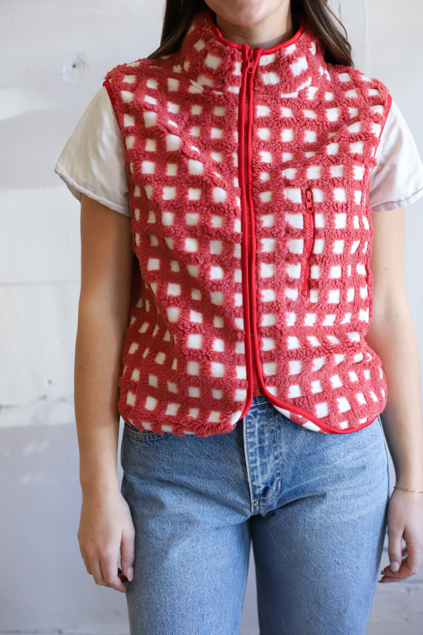 Juno Checkered Vest - Apple
