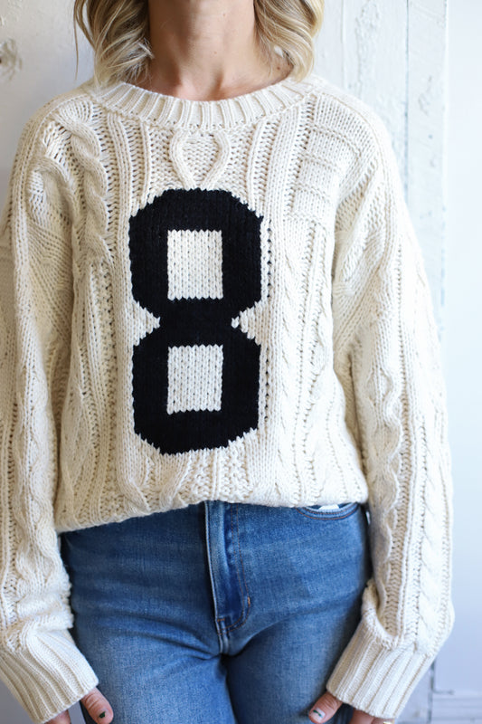 Varsity Cable Knit Sweater