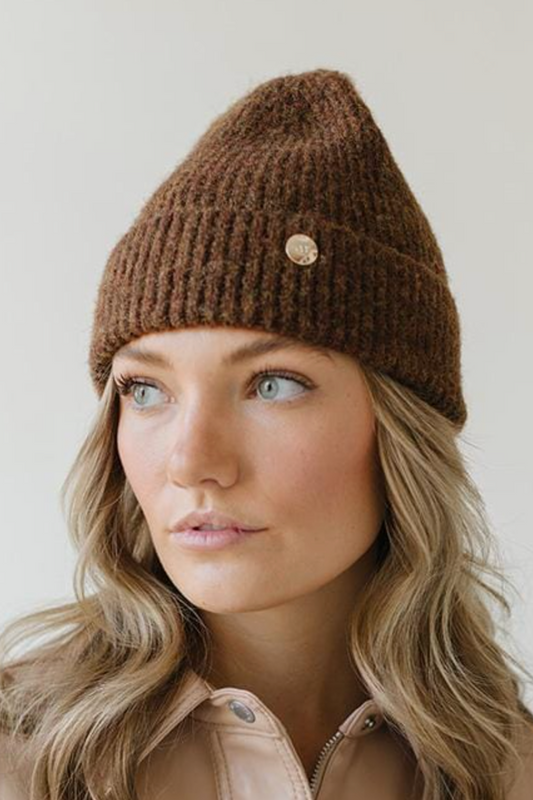 Gigi Pip Collins Knit Beanie- Chocolate Brown