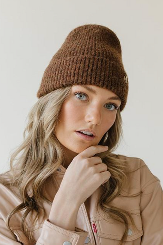 Gigi Pip Collins Knit Beanie- Chocolate Brown