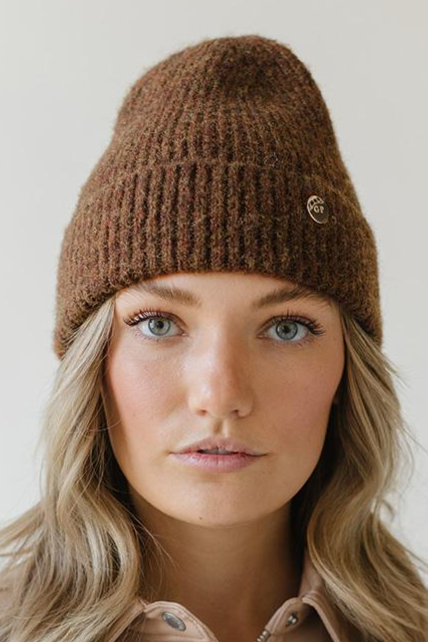Gigi Pip Collins Knit Beanie- Chocolate Brown