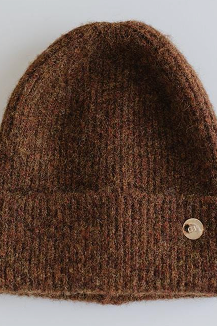 Gigi Pip Collins Knit Beanie- Chocolate Brown