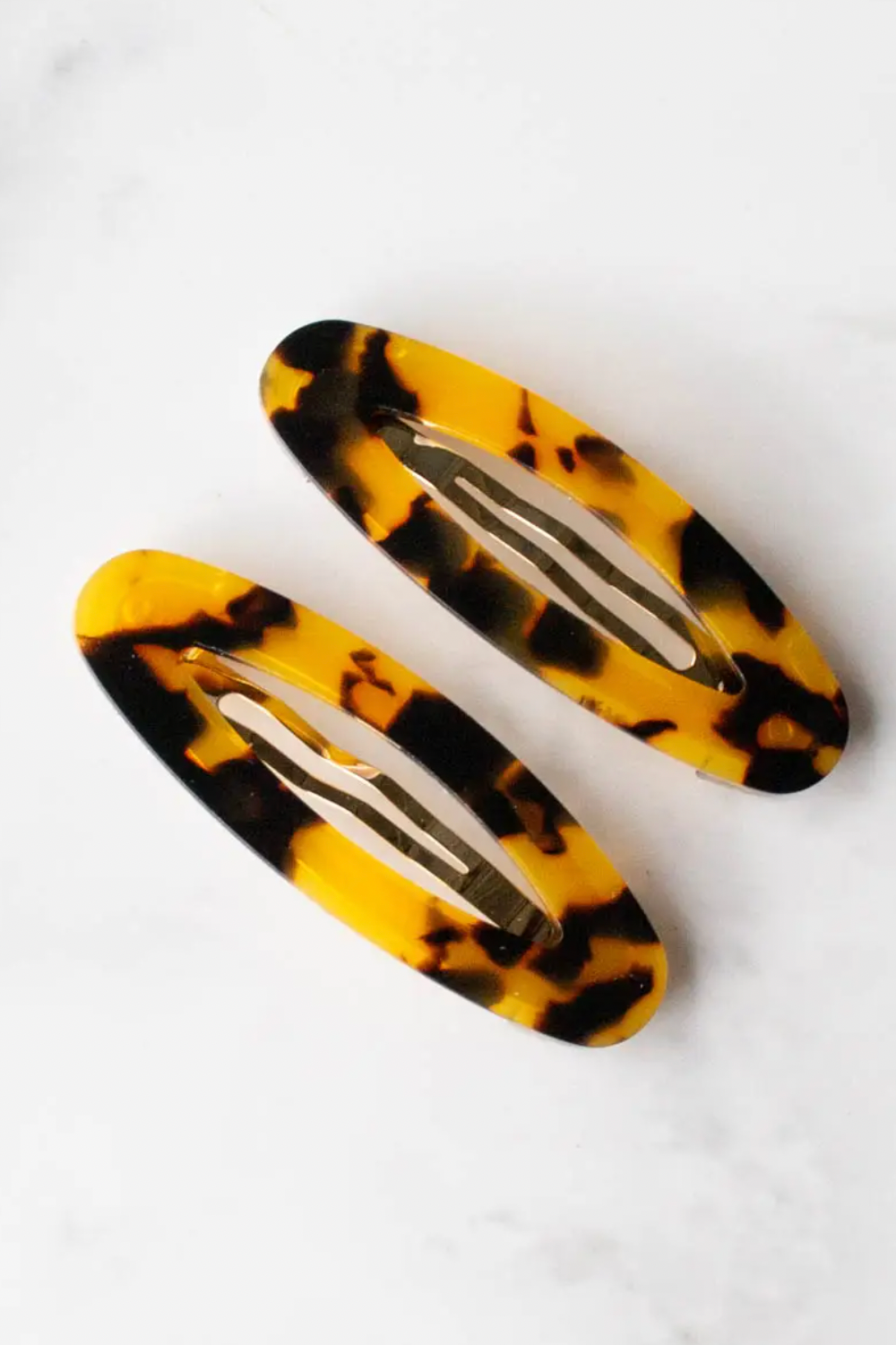 Eco Cellulose Acetate Oval Snap Hair Pin Set- Amber Mix