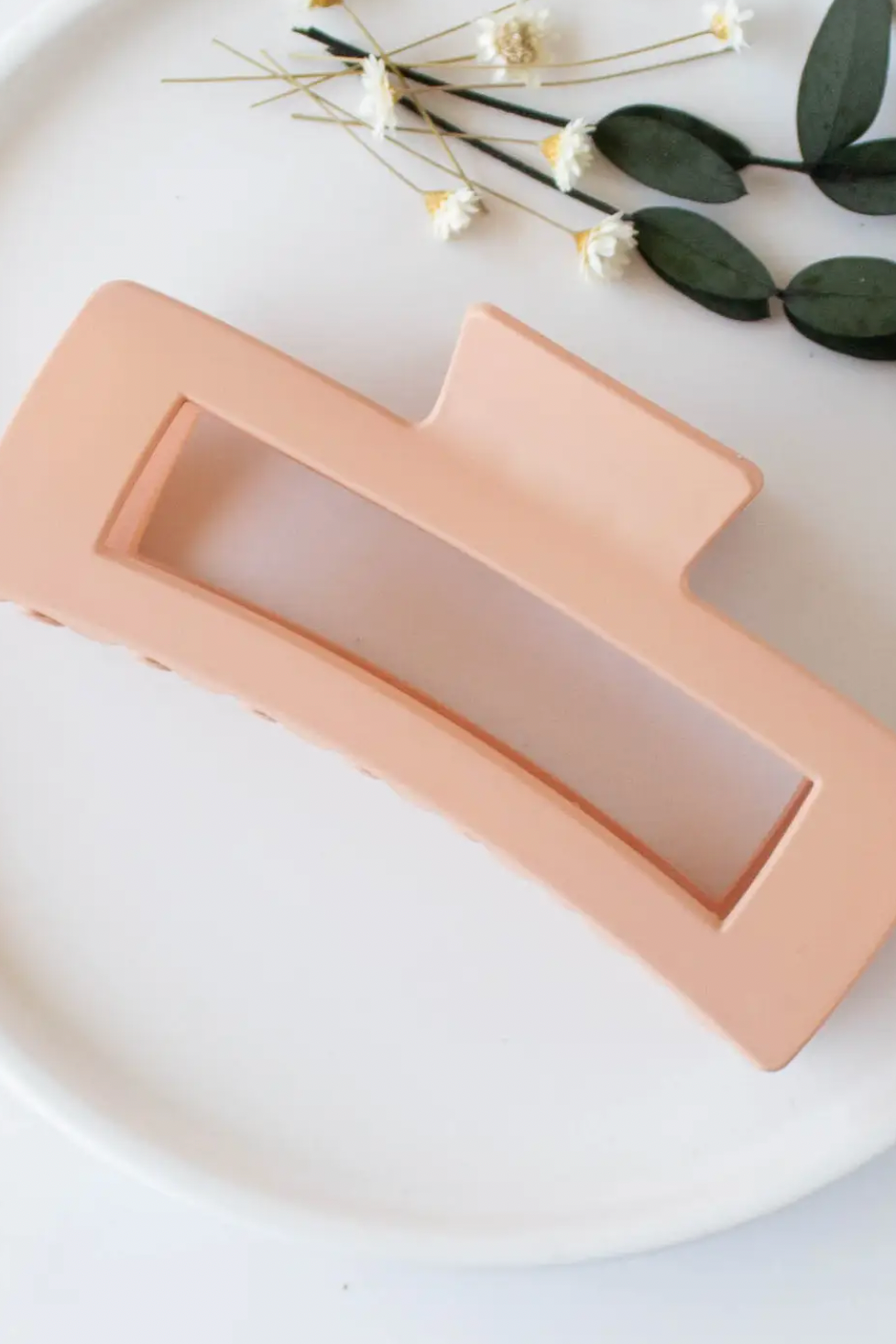 Jumbo Size Solid Long Square Hair Clip - Matte Blush