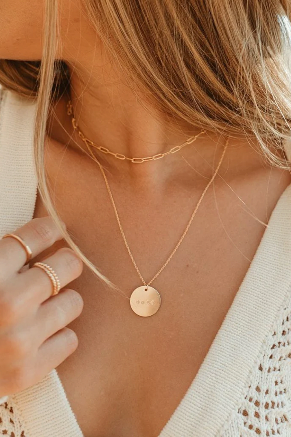 Our Spare Change Rylee Disc Necklace - HONEY