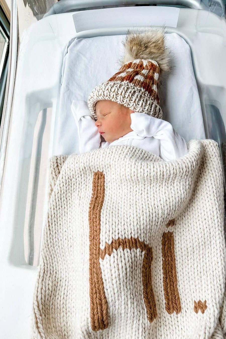 Hi. Hand Knit Baby Blanket Pecan: Pecan