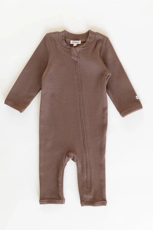 Ribbed Baby Sleepsuit- cocoa