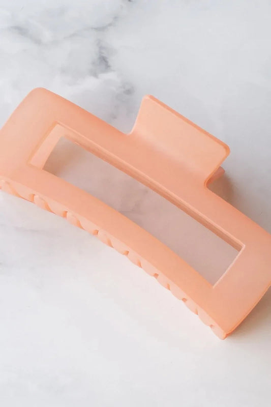 Jumbo Size 5 Inch Solid Long Square Hair Clip- ice blush