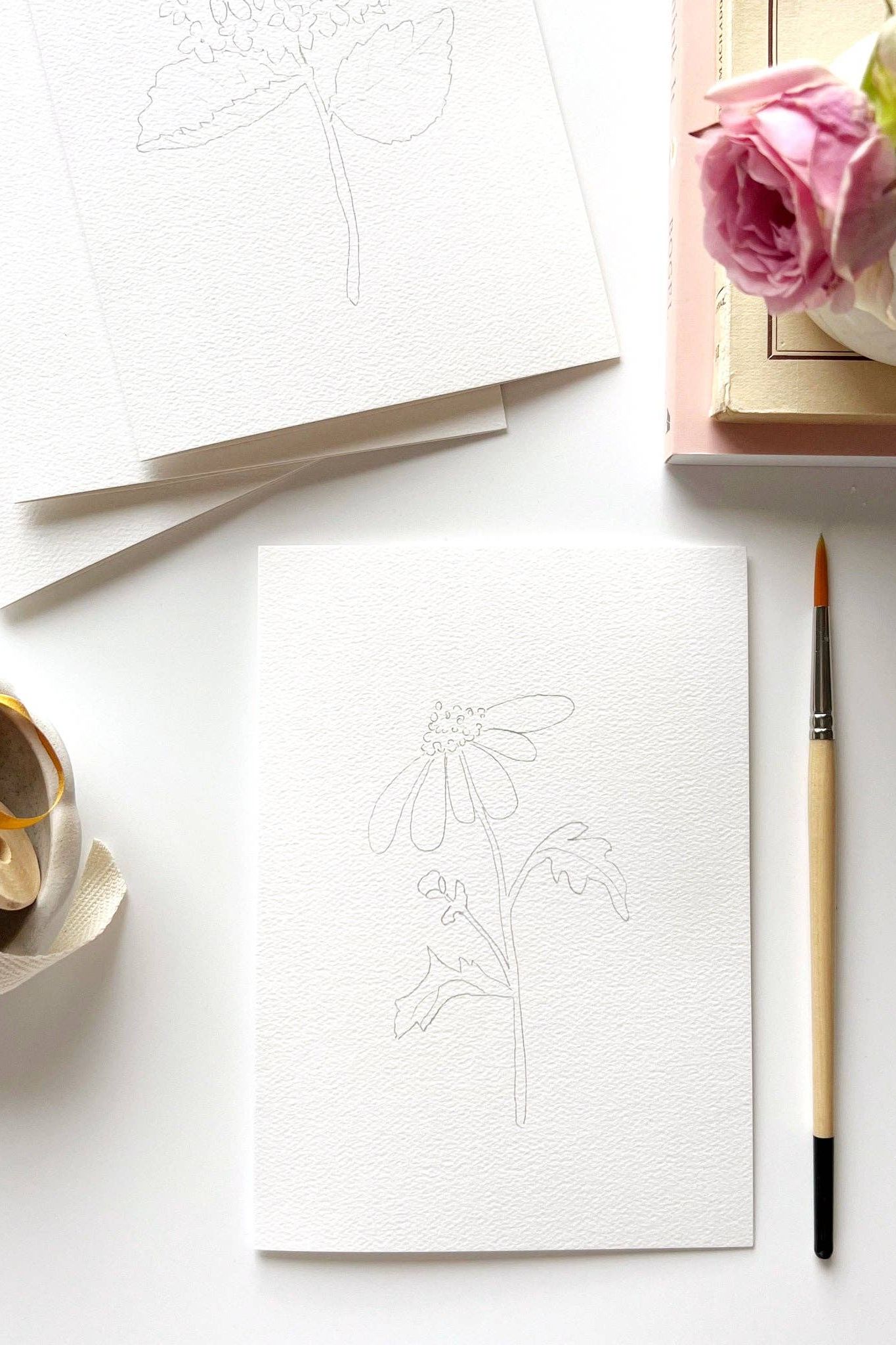 Garden Flowers Paintable Notecards