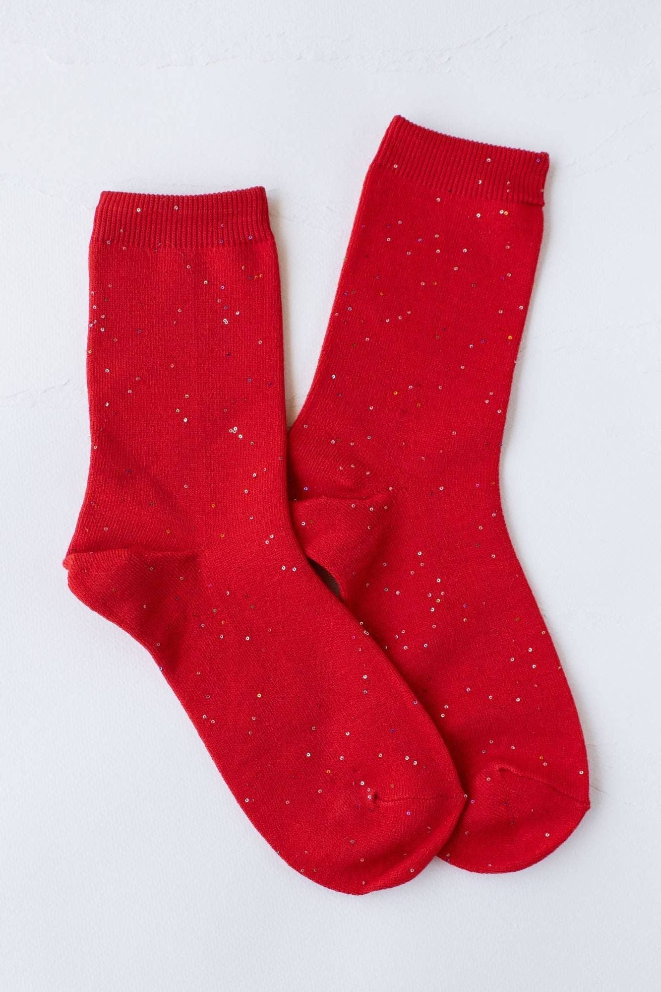 Women's Holiday Glitter Socks: Red