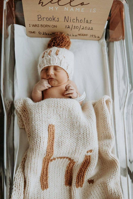 Hi. Hand Knit Baby Blanket Pecan: Pecan