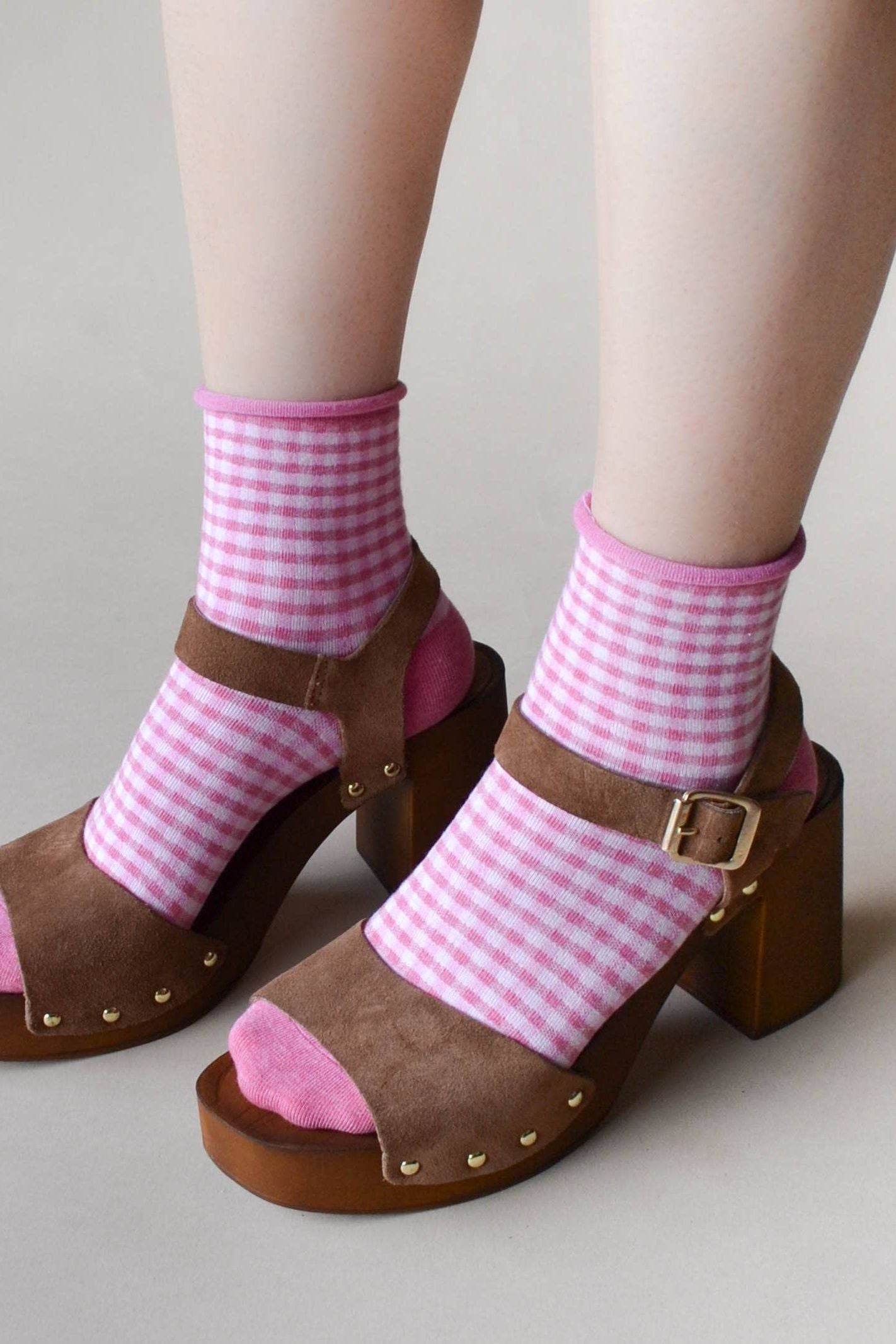 Picnic Mid Crew Socks: Oatmeal Brown