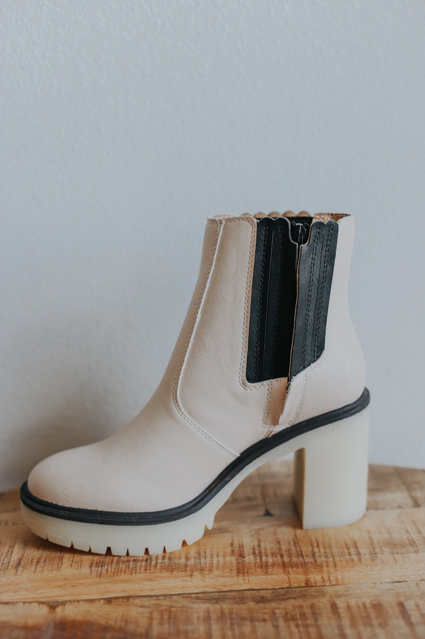 The Anastasia Paneled Boot - Beige/Black
