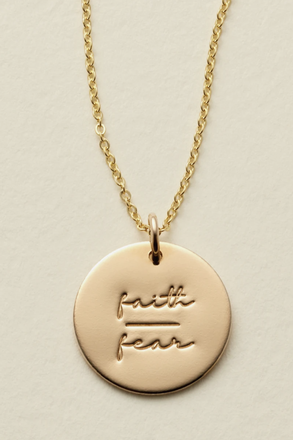Faith-Fear Disc Necklace- 5/8" and 20-22"