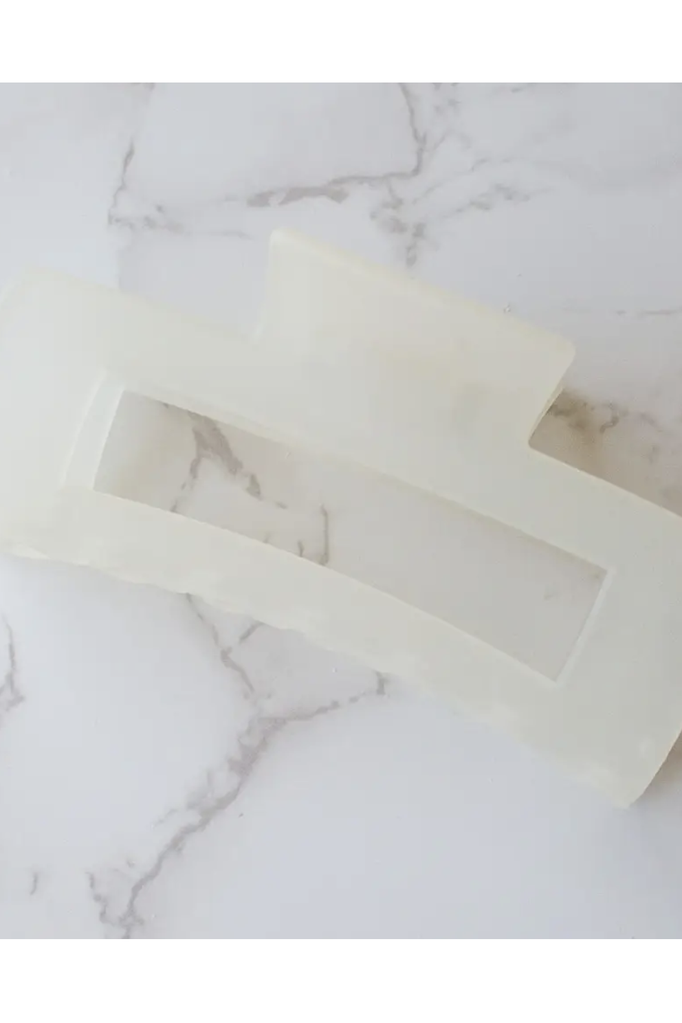 Ice Semi Transparent Long Square Hair Clip-  Ivory